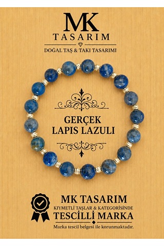 Mk Tasarım Gerçek Lapis Lazuli Bileklik Mk.7000.848- Rahatlık-dinginlik-enerji- Stres Bilekliği Çok Renkli