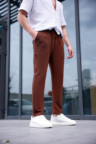 Erkek Kahve Renk Likralı Kumaş Jogger Pantolon-1757 Kahve Kahverengi