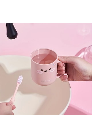 Elmpaly Beyaz Renkli Kokusuz Seyahat Diş Fırçası Kutusu Ve Ağız Bakım Kabı Seti Sevimli Tavşan Desenli Banyo Portatif Hijyen Çözümü İş Seyahati Ve Tatil İçin 1