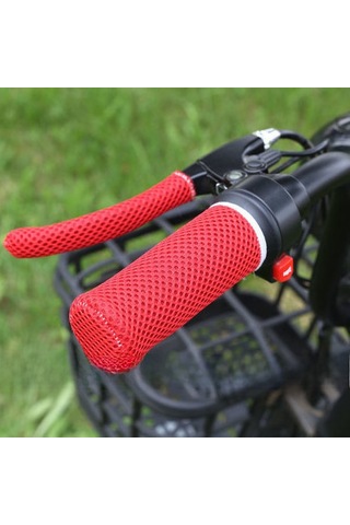 Geeksen Yazlık Buz İpi Motosiklet Eldiveni - Elektrikli Bisiklet, Tricycle Tutamak Kılıfı - Ter Emici, Havalandırıcı - Evrensel Uyum Kırmızı, 2 Tutamak + 2 Fren Kılıfı
