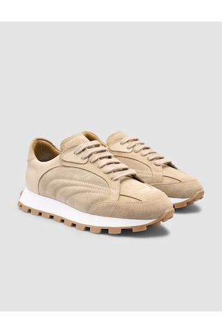 Cabani %100 Hakiki Deri Bej Kadın Sneaker Bej