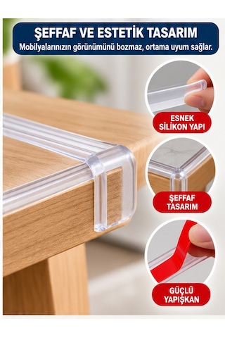 Mucit Home 3 Metre Şeffaf Silikon Masa Kenar Koruyucu Bant Bebek Çocuk Güvenlik Köşe Koruyucu, Darbe Önleyici Yapışkanlı Diğer