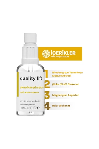 Quality Life Akne Serumu Sivilce Siyah Nokta Leke Akne Karşıtı Cilt Serumu 30 ML