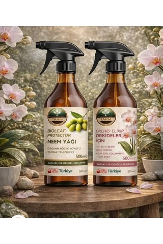 İkili Bakım Seti Orchid Elixir Sprey Orkide Bitki Besini Ve Bioleaf Protector Sprey Neem Yağı 1 L
