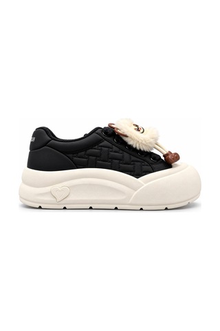 Look Life Miu Miu Çıkartılabilir Tüylü Figür Detaylı Kalın Taban Kadın Sneaker Siyah