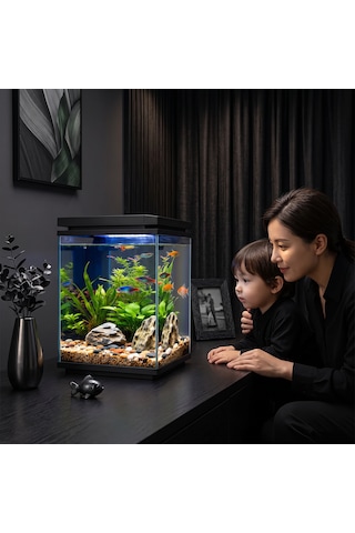 Atf-200 10 Litre Led Cam Akvaryum Siyah