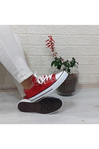 Fiyra 554 Kırmızı Kısa Unisex Sneaker Keten Spor Ayakkabı 001