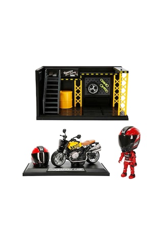 1:12 Sesli Ve Işıklı Latte Die Cast Çek Bırak Motosiklet Ve Tamir Atölyesi Seti Çok Renkli
