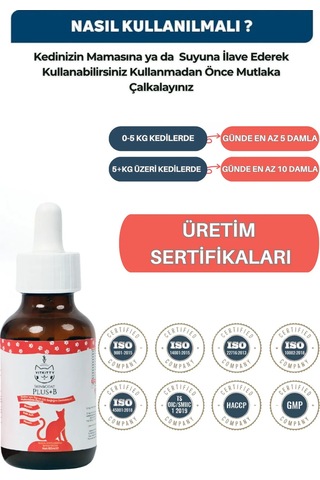 Vitkitty Kediler İçin Tüy Dökümünü Azaltan, Besleyen Cilt Ve Tüy Sağlığı Damlası Plus B 50 Ml