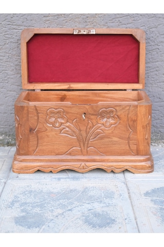 El Oyması Ahşap Sandık Dekoratif Ve Depolama Amaçlı