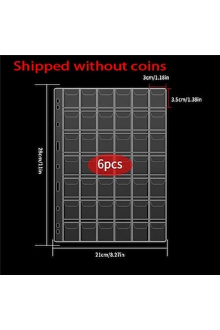 Anjiexun Koleksiyoncular İçin 6 Yaprak Madeni Para, Yaprak Başına 42 Cep/toplamda 252 Cep Şeffaf