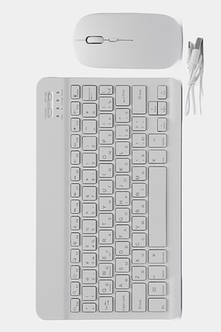 Bluetooth 10 Inç Apple Uyumlu iOS Windows Android Uyumlu Kablosuz Klavye + Mause Set Sessiz Beyaz Diğer
