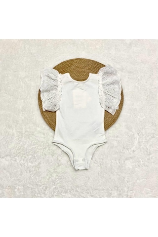 Minaz Baby Kolları Fırfırlı Beyaz Zıbın Beyaz
