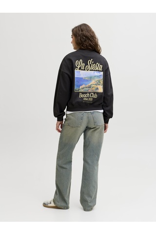 Jack & Jones Kadin Sirt Baskili Sweatshirt - Gia - 12290097 Phantom