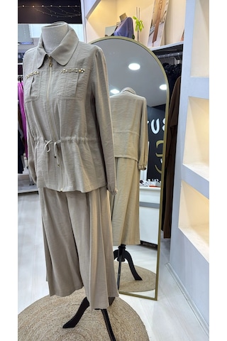 Nuss Pantolonlu Takım 1049 Bej Bej