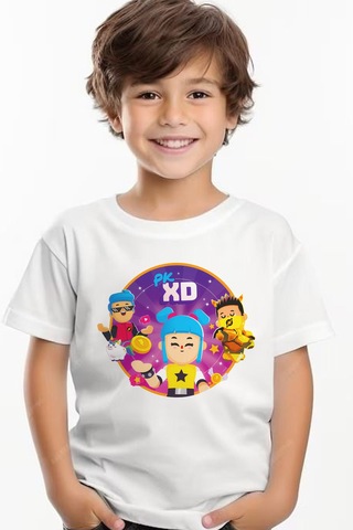 Store Pk Xd Oyun Karekter Desen Baskılı Çocuk Siyah Ve Beyaz Tshirt Beyaz - 741748377 Beyaz