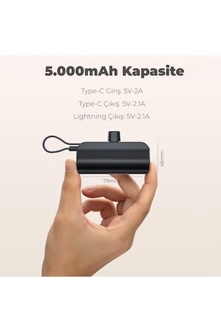 Woyax By Deji Lightning Soketli Dahili Kablo Mini Powerbank