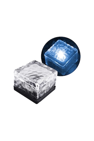 Powermaster Solar Güneş Enerjili Ledli Mavi Tuğla Taş Görünümlü Zemin Duvar Dekorasyon Bahçe Aydınlatması Dekoratif