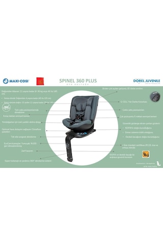 Maxi-Cosi Spinel 360 Plus i-Size Dijital Göstergeli Dönebilen Yatabilen Isofix'li 0-36 kg Oto Koltuğu Authentic Truffle