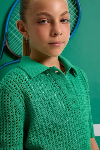 DeFacto Kız Çocuk Cropped Fit Polo Yaka Kazak C5369A825SMGN319 Yeşil