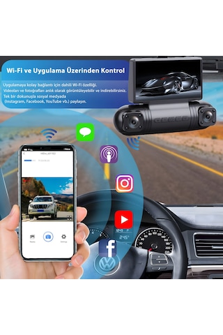 İdragon S23q 4 Kameralı Full Hd Araç Kayıt Sistemi - Wi-fi, Gece Görüşlü, G-sensörlü