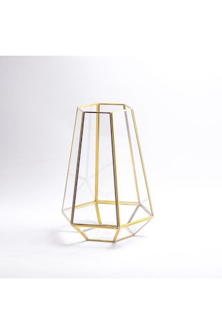 34x26x26cm Pirinç Gold Cam Geometrik Teraryum Cam Fanus Vazo Mumluk Yapımı Dekoratif Çok Renkli