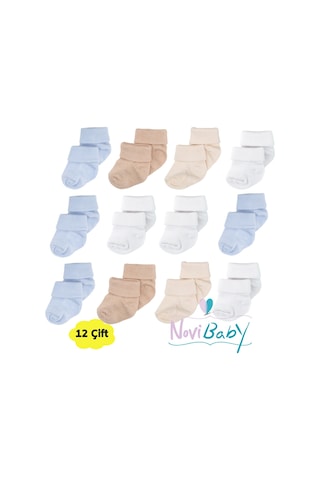 Novibaby 12'li Bambu Yenidoğan Bebek Çorap I New Boy I Kız Erkek Bebek Çorabı Çok Renkli
