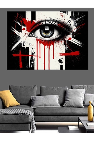 Ahşap Tablo Kanlı Göz Ve Modern Sanat Hayvan Tabloları