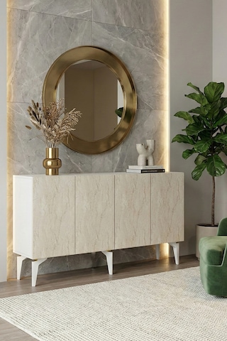 Ka1525bt Lipa Konsol Ve Tv Sehpası Beyaz-traverten 150cm