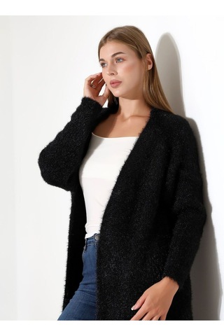 Redmina Fashion Yumuşak Dokulu Uzun Hırka Siyah