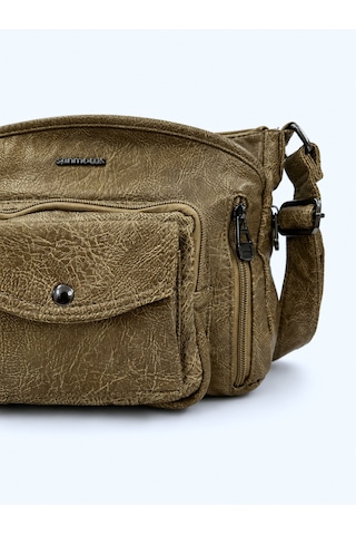 Sanmorris Kadın Modern Tasarımlı Çok Bölmeli Omuz Çantası Beige