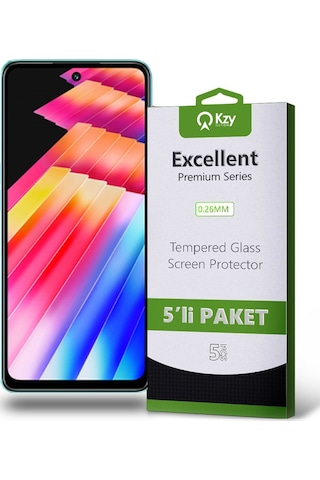 İnfinix Hot 30 Uyumlu Temperli Ekran Koruyucu Kırılmaz Cam Ekonomik 5'li Paket
