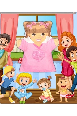 Tox Kız Aile Bireyleri Keçe El Kukla T334 . Eğitici Oyuncak