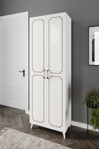 2 Kapaklı 5 Bölmeli Geniş Çok Amaçlı Ayakkabı Dolabı, Ayakkabılık Beyaz