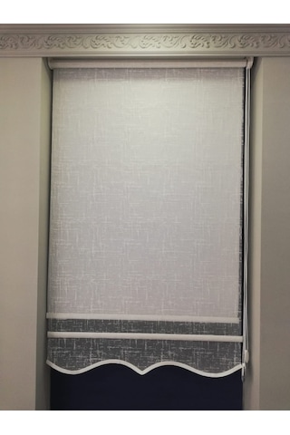 Perde Keten Desen Tül&Stor Çift Mekanizma Perde Etekli