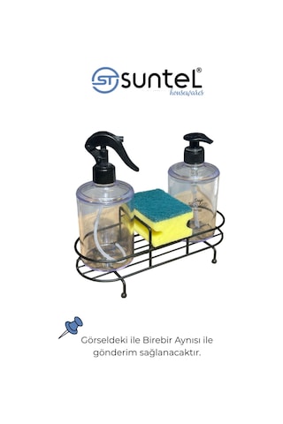 Suntel Triger Spreyli Sabunluk Ve Süngerlik Seti Tezgah Üstü Düzenleyici Siyah