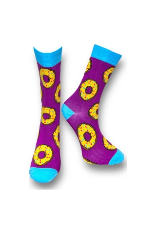 5'li Unısex Donut Tasarımlı Esnek Nem Alabilen Pamuklu Spor Soket Çoraplar Çok Renkli