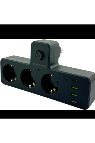 Wınboss Akım Korumalı 3 X Usb 1 X Type-c Girişli 3'lü Priz Uzatma Kablosu Kablosuz