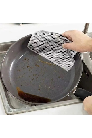 6 Adet Highqual Çok Amaçlı Inox Tel Temizlik Bezi Çizmez Bulaşık Bezi Tek Katmanlı Zor Kir Bezi
