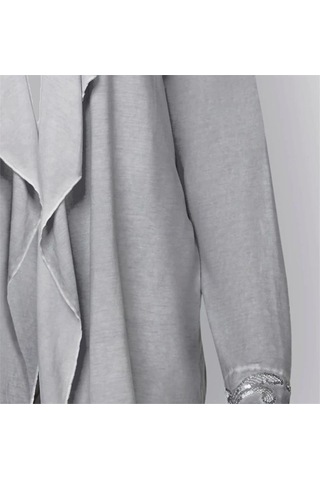 BULALGİY Kadın Gri Kolu Payetli Hırka - BGA158558 - Gri