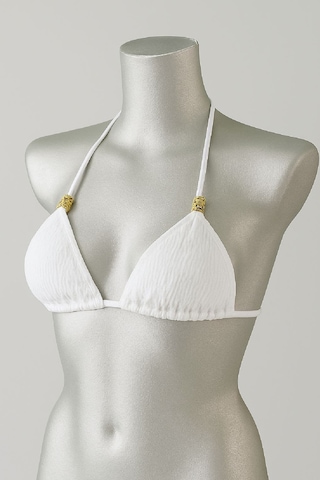 Angbutik Kadın Beyaz Pedli Üçgen Bikini Üstü Halter Bağlamalı Aksesuarlı