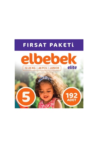 Elbebek Elite Bebek Bezi 5 Numara Junior Fırsat Paketi 192 Adet 4'lü