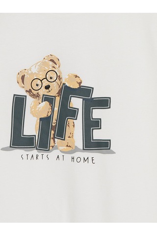 Lc Waikiki Lc Waıkıkı Ekru Bisiklet Yaka Baskılı Erkek Pijama Üstü