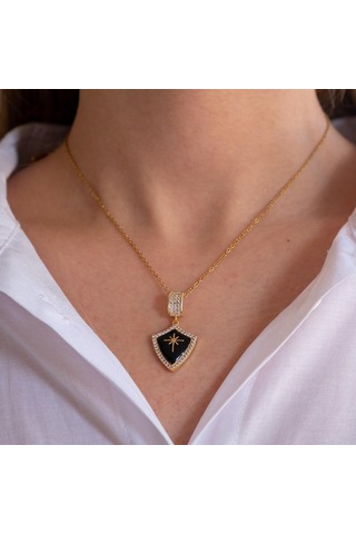 Çelik Kolye, Kuzey Yıldızı Kolye, Altın Kaplama Kadın Kolyek-125 Altın