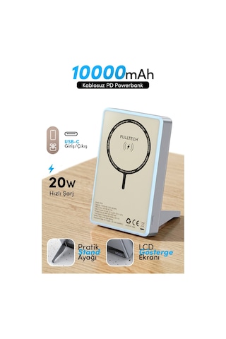 Fulltech Fp50 10.000 Mah Hızlı Şarj Magsafe Powerbank Mavi Çok Renkli