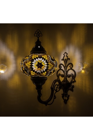 El Yapımı Hediyelik Mozaik Duvar Lambası Osmanlı Çok Renkli