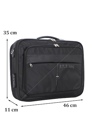 Unisex Siyah 15.6'' Çelik Kasalı Laptop Evrak Bilgisayar Çantası Siyah