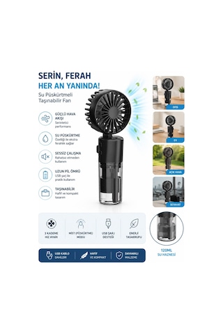 F2 Su Buharı Püskürtmeli Mini Fan Taşınabilir Sulu Buharlı El Vantilatörü Su Hazneli Mini Fan Şarjlı Pervane Boyun Askı İpli Mini Klima