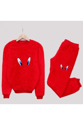 Kadın Kışlık Peluş Pijama Takımı Tweety Takım Tampap 8170- 1005 Kırmızı