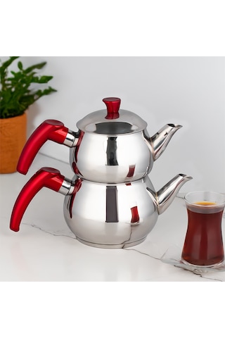 Porsima 2 Nolu Dayanıklı Mini Boy Paslanmaz Çelik Çaydanlık Takım